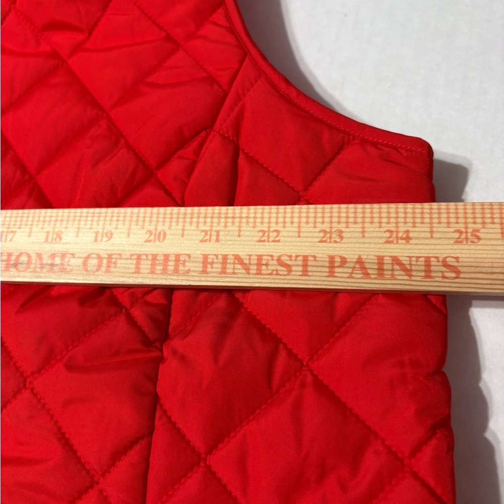 Lands' End Women's Vibrant Red Diamond Quilted Vest Puffer Pockets Stand Collar - Picture 10 of 12